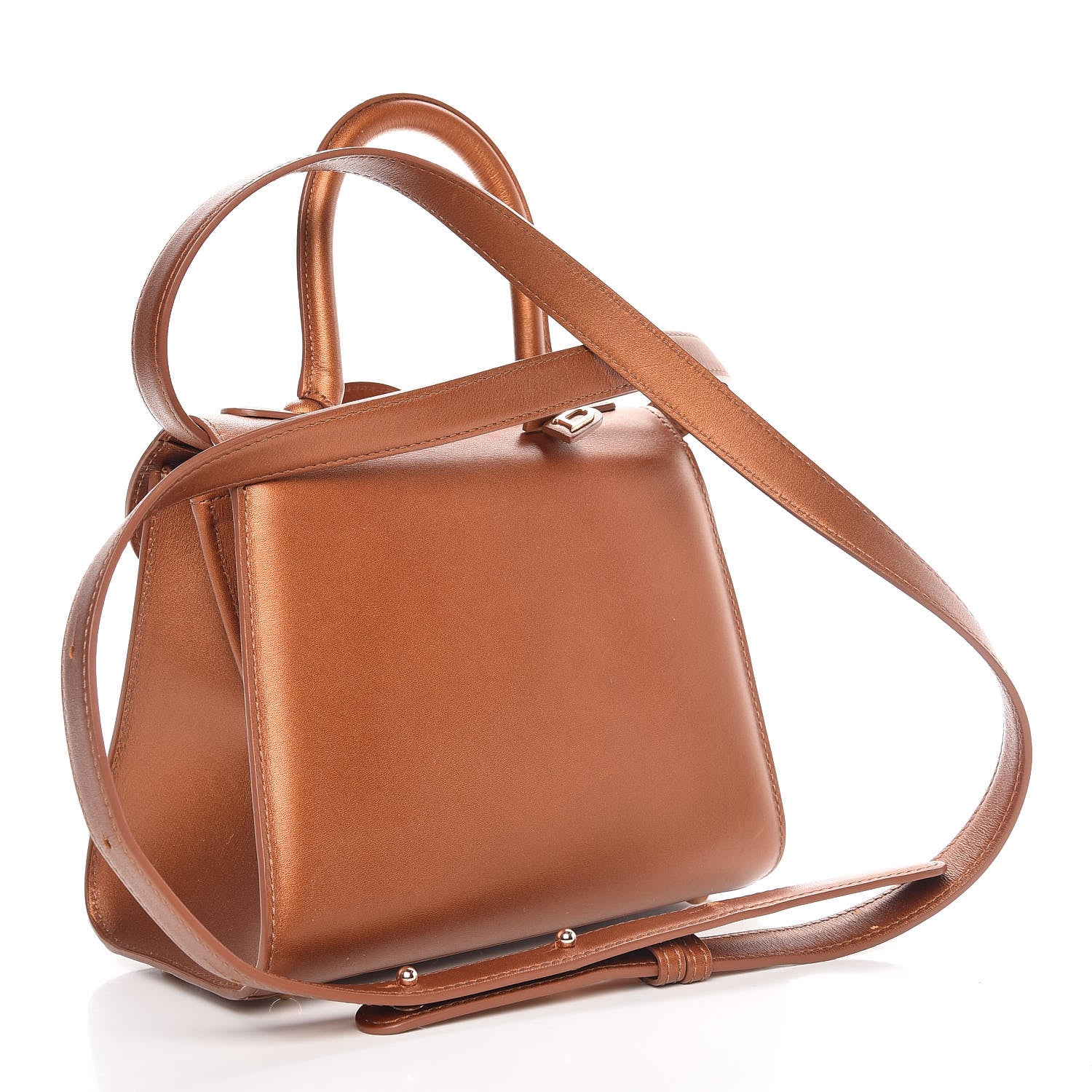 Delvaux Metallic Calfskin Mini Brillant Satchel Camel 5 of 16