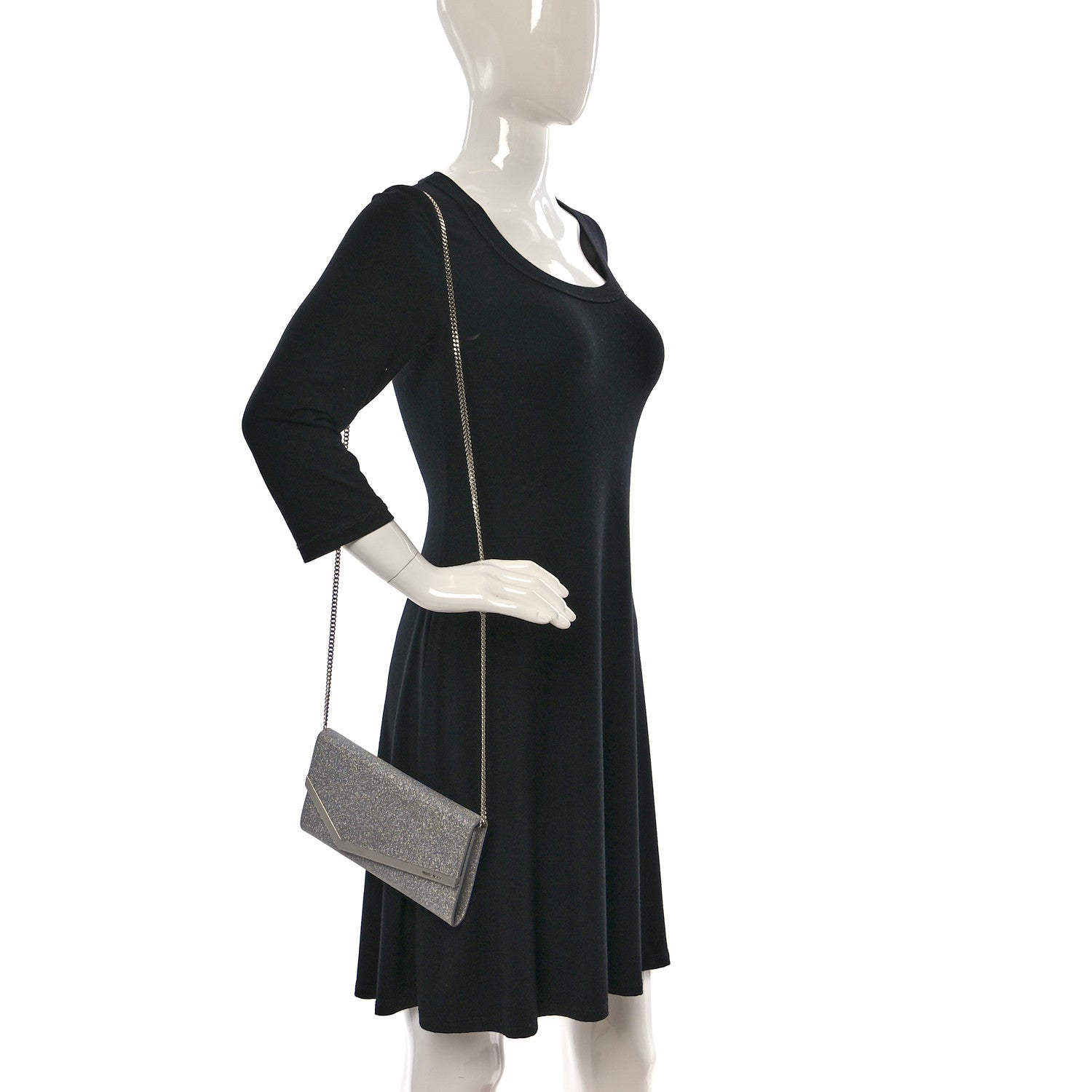 Jimmy Choo Glitter Emmie Clutch Silver 2 of 9