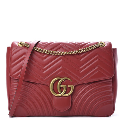 Gucci Calfskin Matelasse Large GG Marmont Shoulder Bag Hibiscus Red 1 of 10
