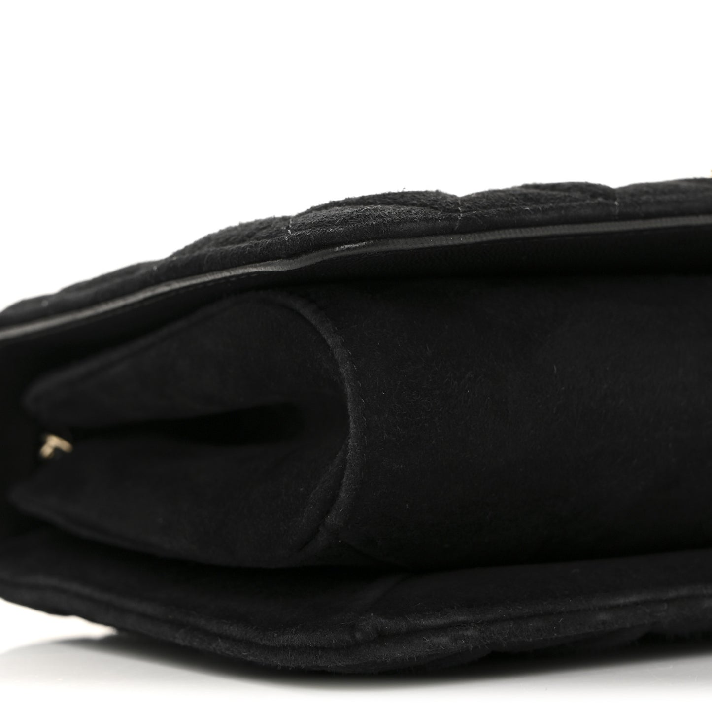 Suede Quilted Crystal Pearl CC Flap Black