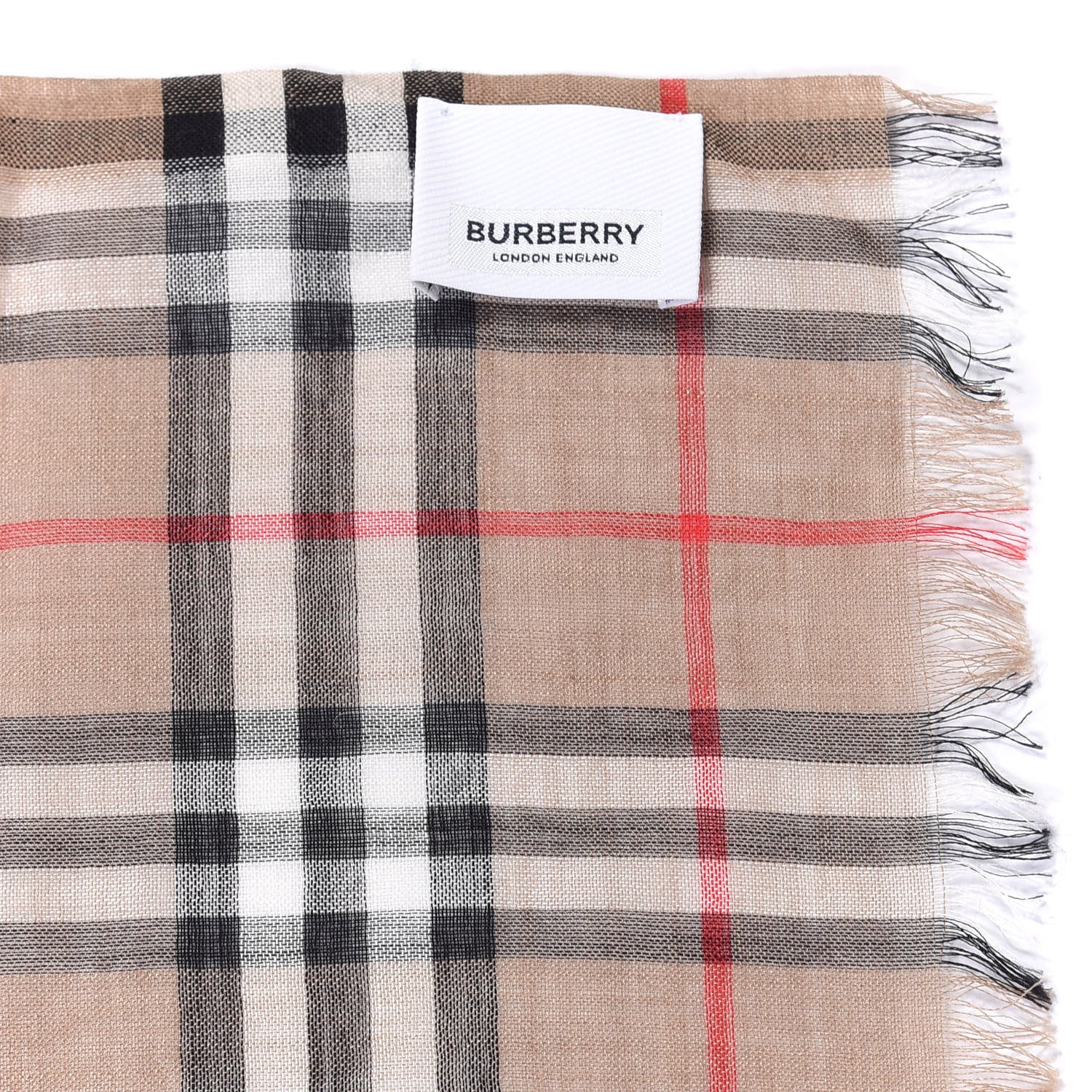 Burberry Wool Silk Icon Stripe Vintage Check Lightweight Scarf Archive Beige 4 of 4