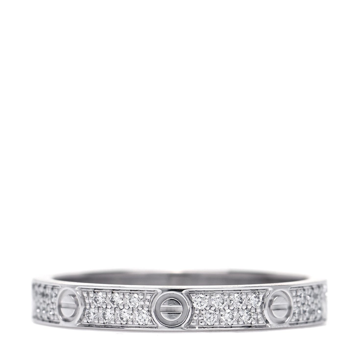 18K White Gold Diamond 2.6mm LOVE Paved Band Ring 47 4