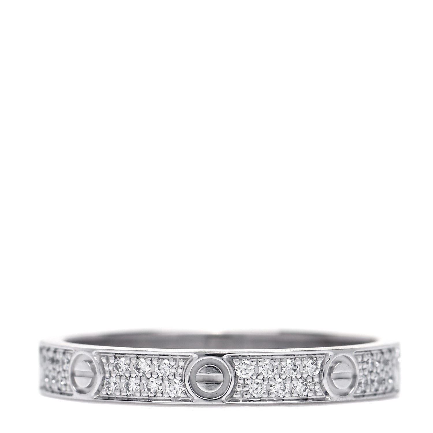 Cartier 18K White Gold Diamond 2.6mm LOVE Paved Band Ring 47 4 3 of 7