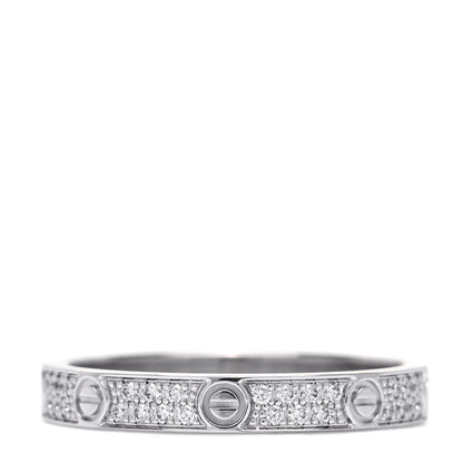Cartier 18K White Gold Diamond 2.6mm LOVE Paved Band Ring 47 4 3 of 7