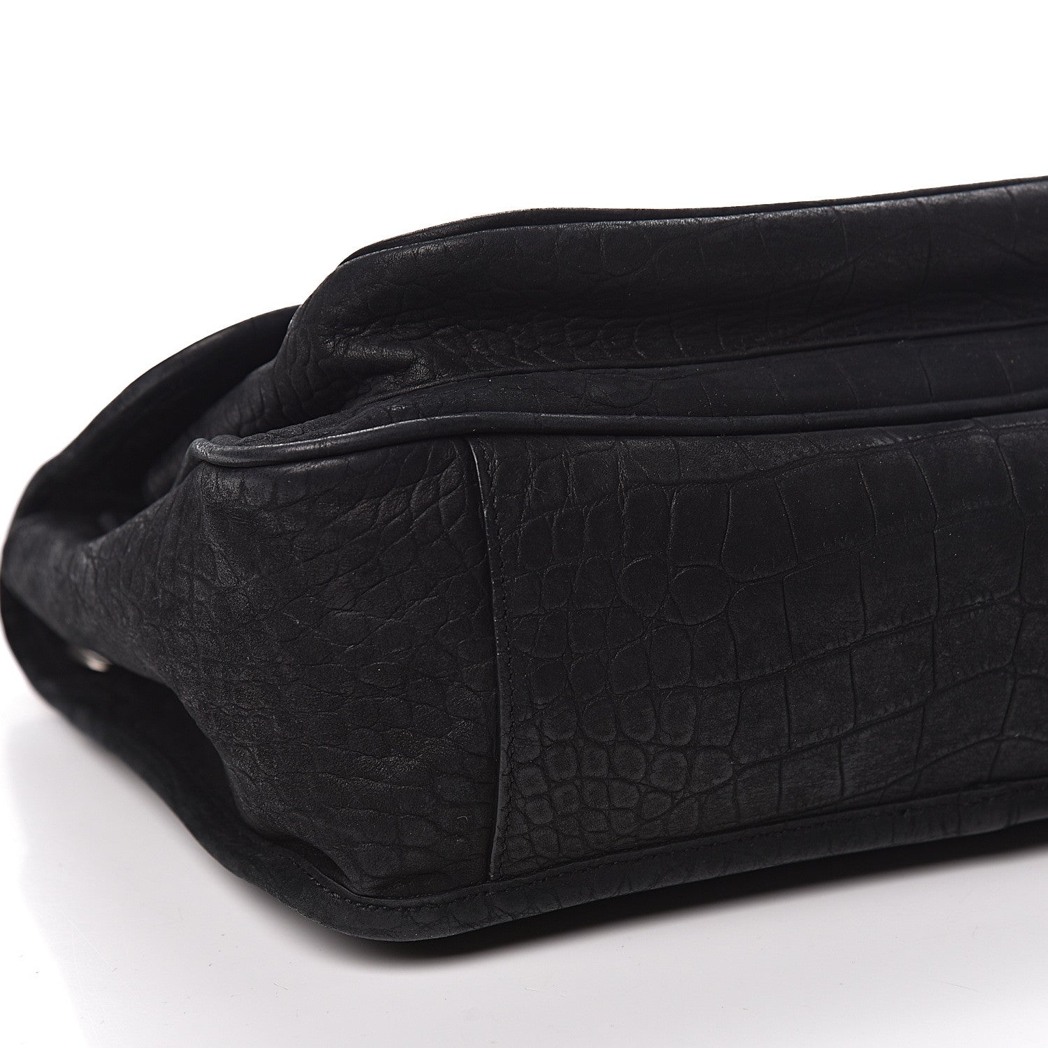 Saint Laurent Nubuck Crocodile Embossed Monogram Medium Niki Chain Satchel Black 14 of 17