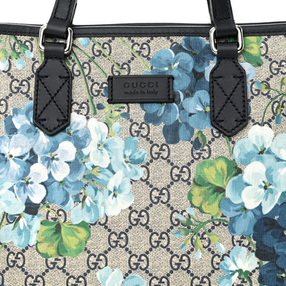 Gucci GG Supreme Monogram Blooms Small Zippered Tote Blue 5 of 14