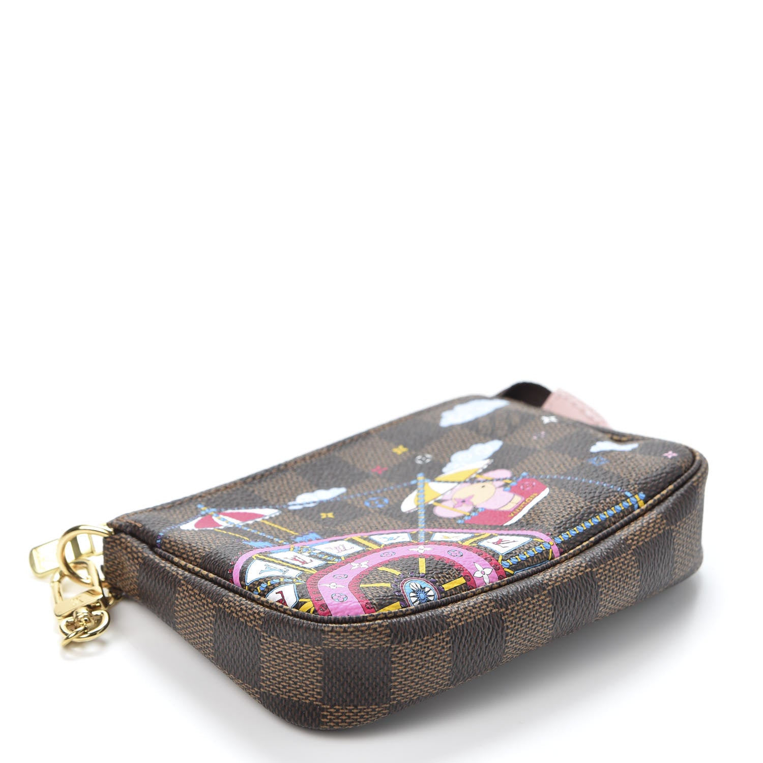 Louis Vuitton Damier Ebene 2020 Christmas Animation Big Wheel Mini Pochette Accessories Rose Ballerine 3 of 9