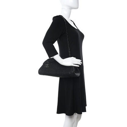 Chanel Iridescent Calfskin Stitched Just Mademoiselle Bowling Bag Black 2 of 11