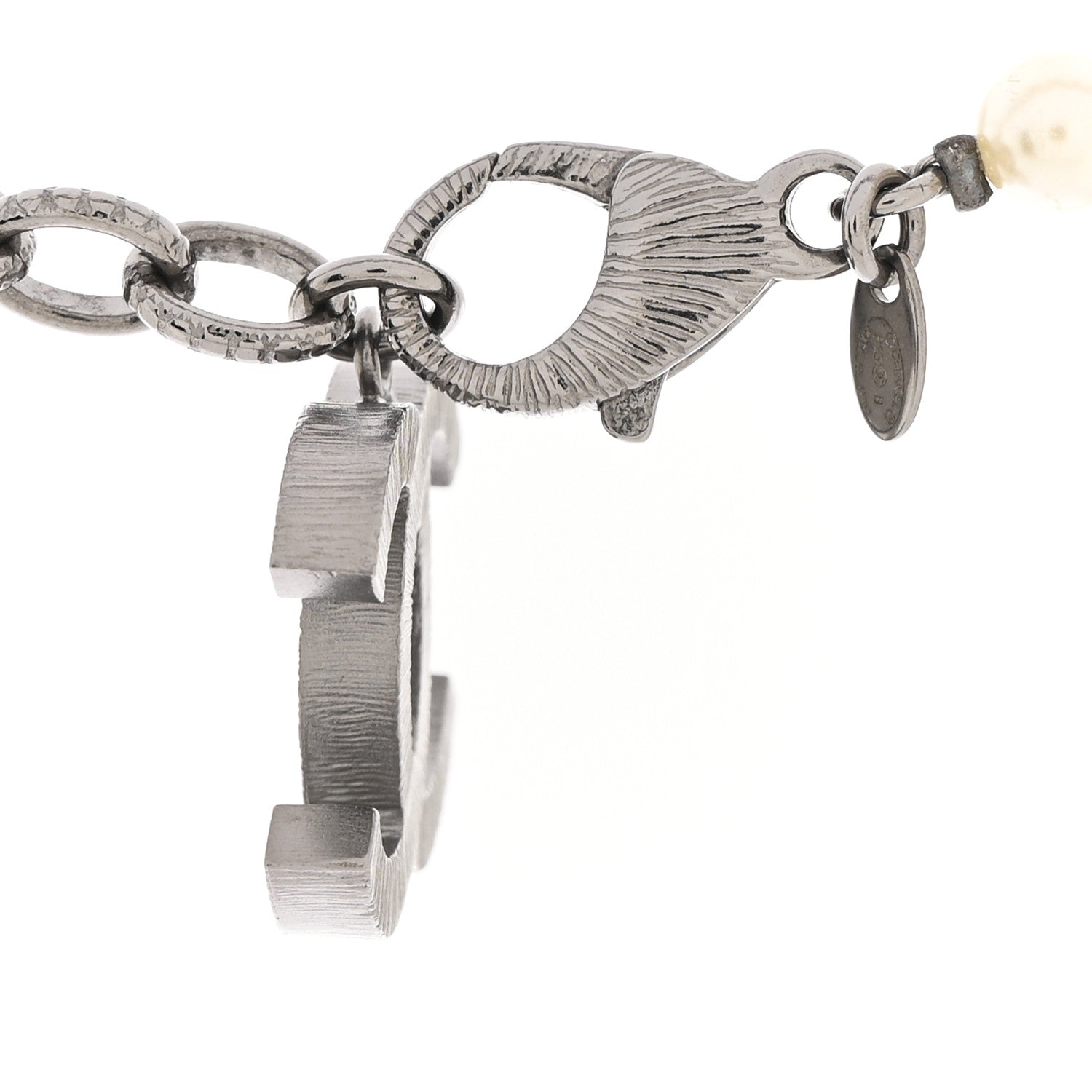 Chanel Graduated Pearl CC Long Necklace Ruthenium Grey Black 5 of 7