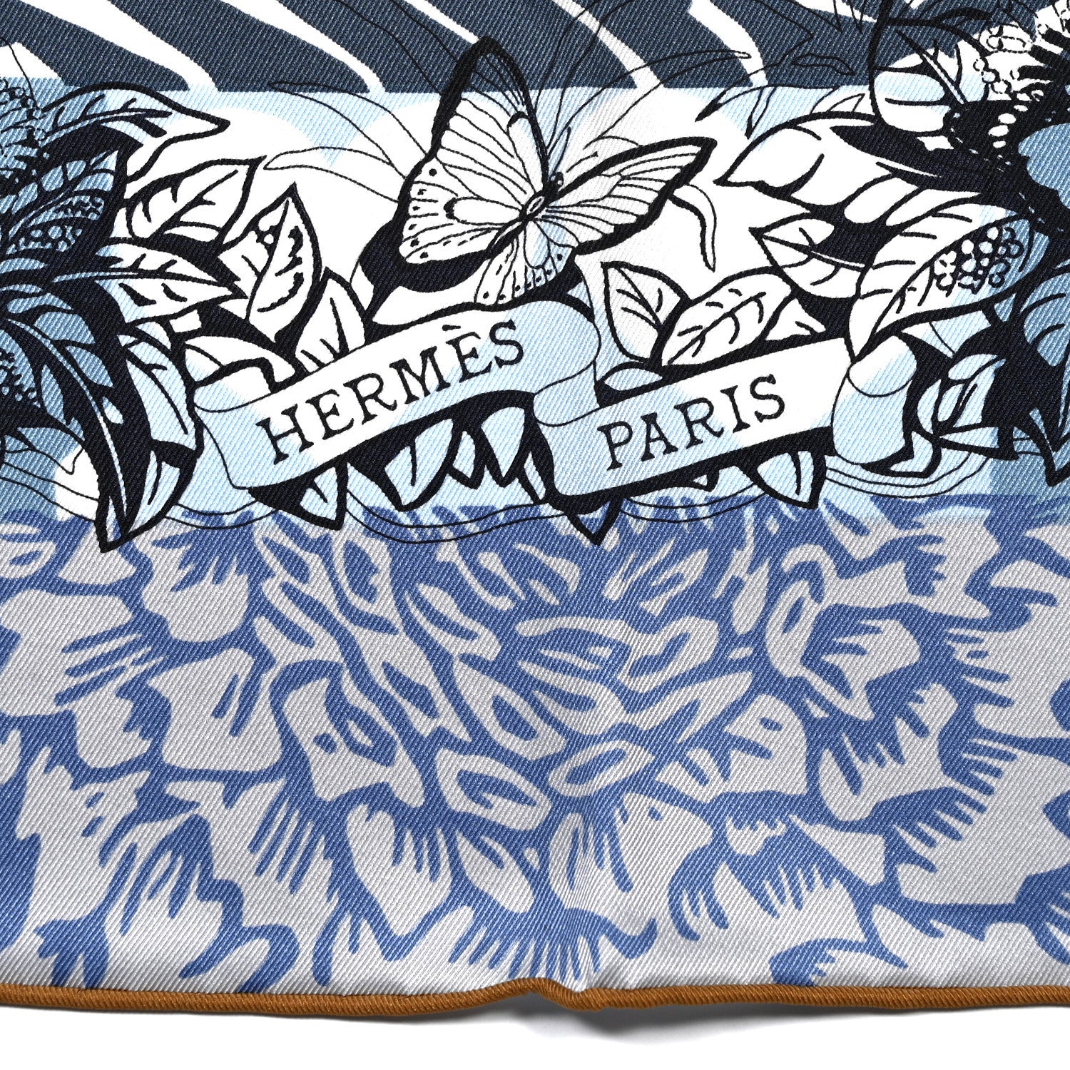 Hermes Silk Jungle Love Tampon Scarf 70 Bleu Jean White 2 of 6