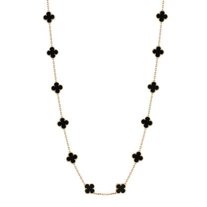 Van Cleef & Arpels 18K Yellow Gold Black Onyx 20 Motifs Vintage Alhambra Necklace 1 of 5
