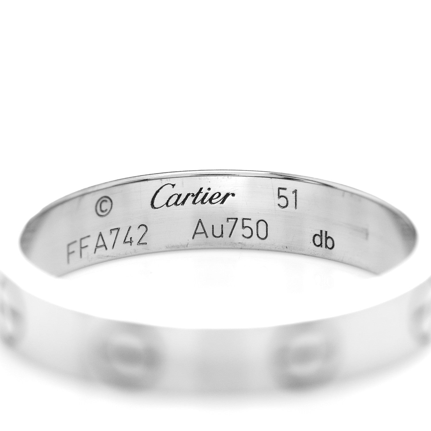 Cartier 18K White Gold 3.5mm LOVE Wedding Band Ring 51 5.75 4 of 4