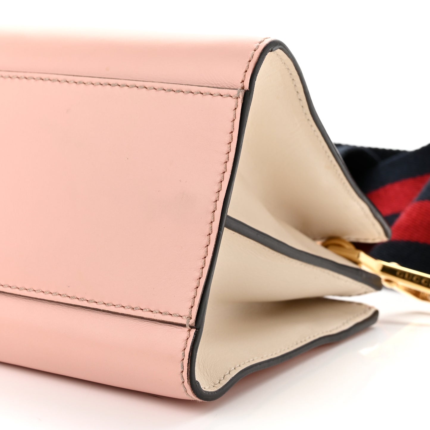 Nappa Bamboo Web Mini Nymphaea Top Handle Bag Perfect Pink Mystic White