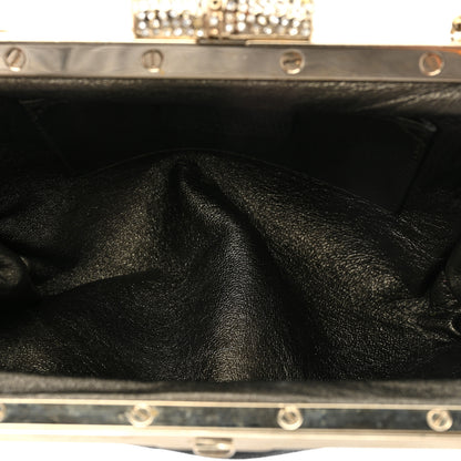 Gucci Satin Snakeskin Crystal Frame Evening Bag Black 5 of 15