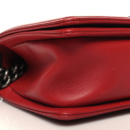 Chanel Lambskin Chevron Quilted Medium Boy Flap Dark Red 8 of 11