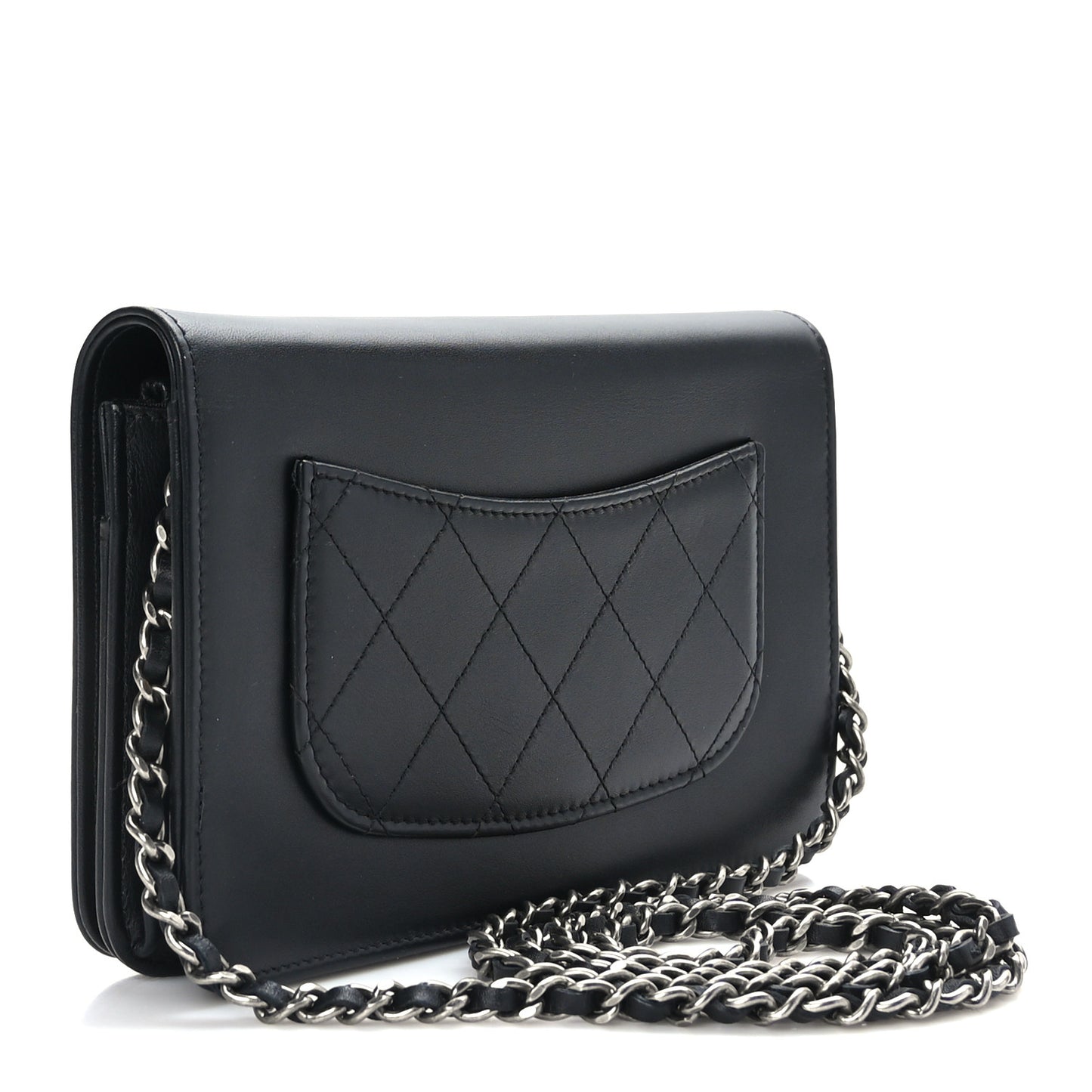 Calfskin Chain 20s Signe Wallet on Chain WOC Black