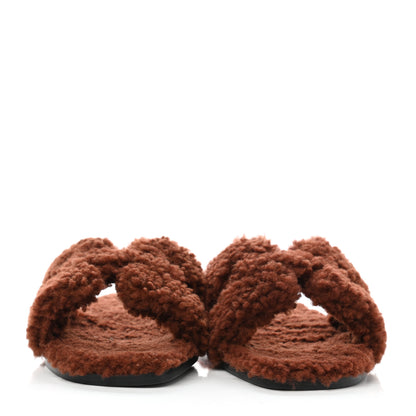 Hermes Woolskin Oran Sandals 38 Cognac 2 of 9
