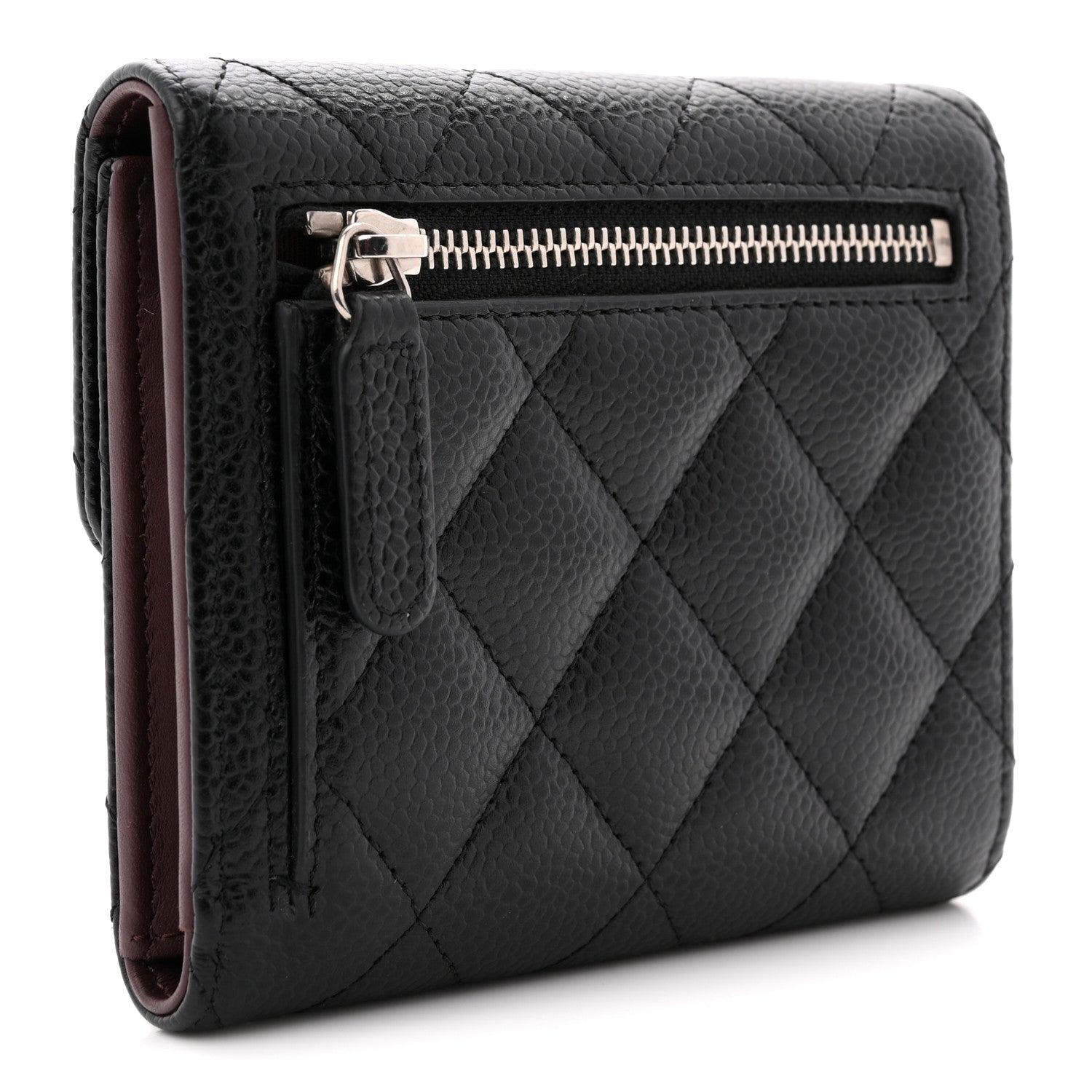 Chanel Caviar Quilted Compact Flap Wallet Black 39.5 Ivory Black 3 of 8