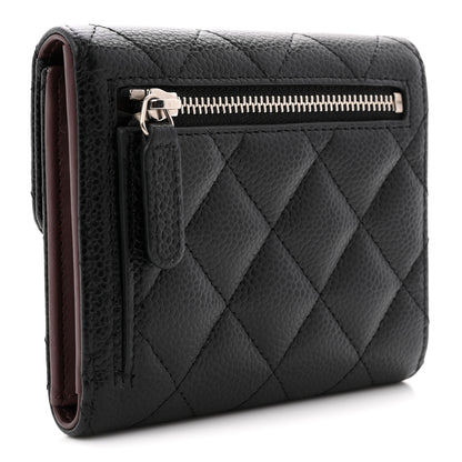 Chanel Caviar Quilted Compact Flap Wallet Black 39.5 Ivory Black 3 of 8