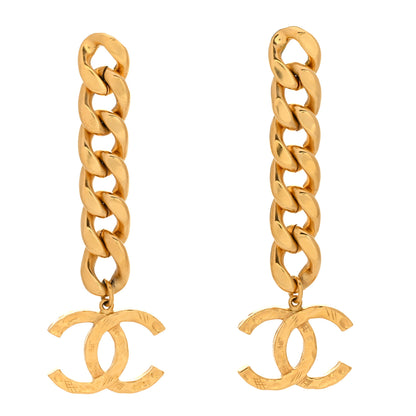 Chanel Metal CC Pick Drop Earrings Gold 1 of 5