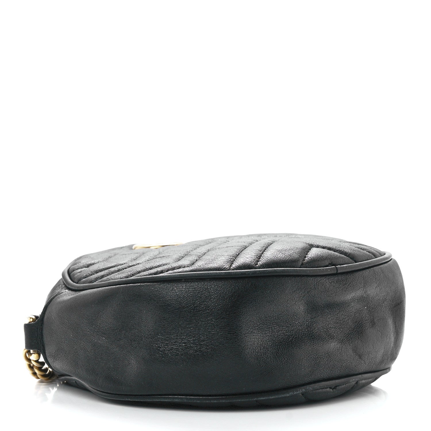 Gucci Azalea Calfskin Matelasse Heart Mini GG Marmont Round Shoulder Bag Black 5 of 13