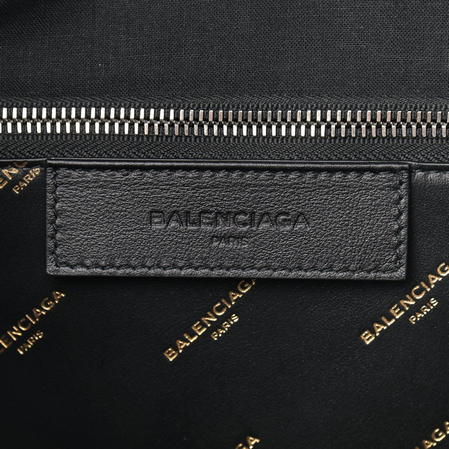 Balenciaga Calfskin Allover Logo Medium Bazar Shopper Tote Black Gold 6 of 10