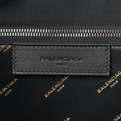 Balenciaga Calfskin Allover Logo Medium Bazar Shopper Tote Black Gold 6 of 10