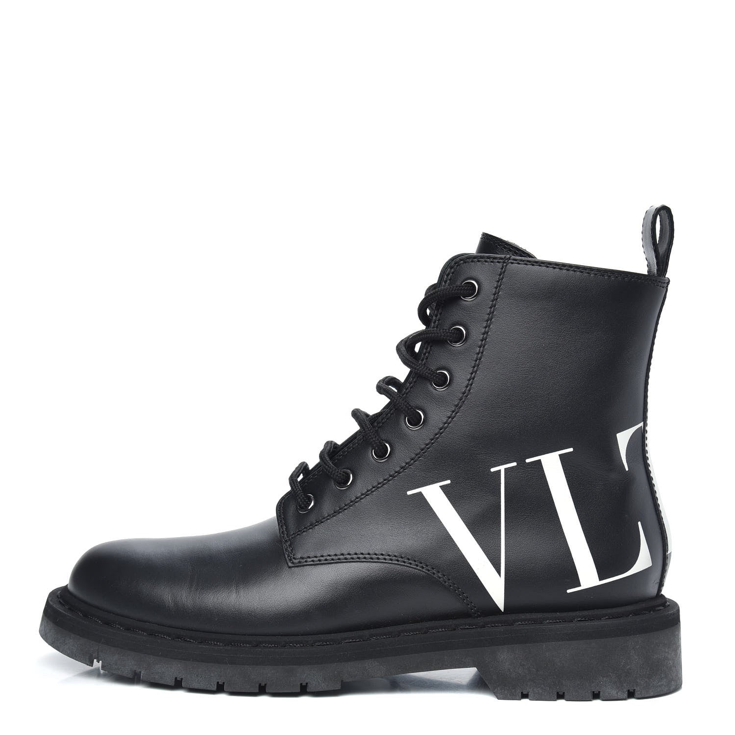 Valentino Garavani Calfskin VLTN 20mm Combat Boots 39.5 Black White 1 of 8