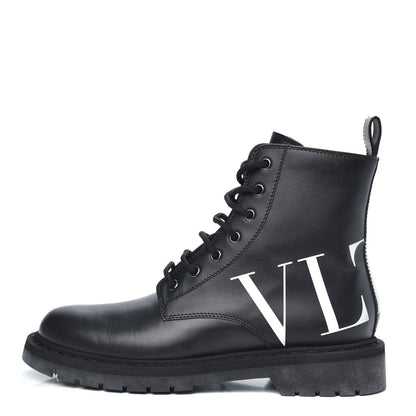 Valentino Garavani Calfskin VLTN 20mm Combat Boots 39.5 Black White 1 of 8