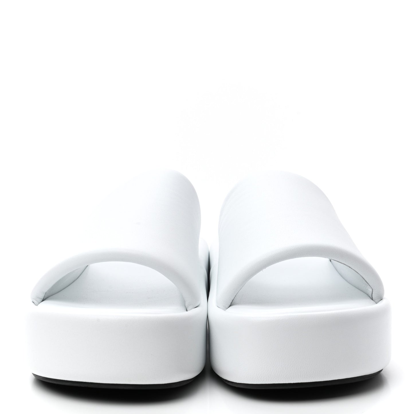 Smooth Nappa Logo Rise Platform Sandals 37 White Black