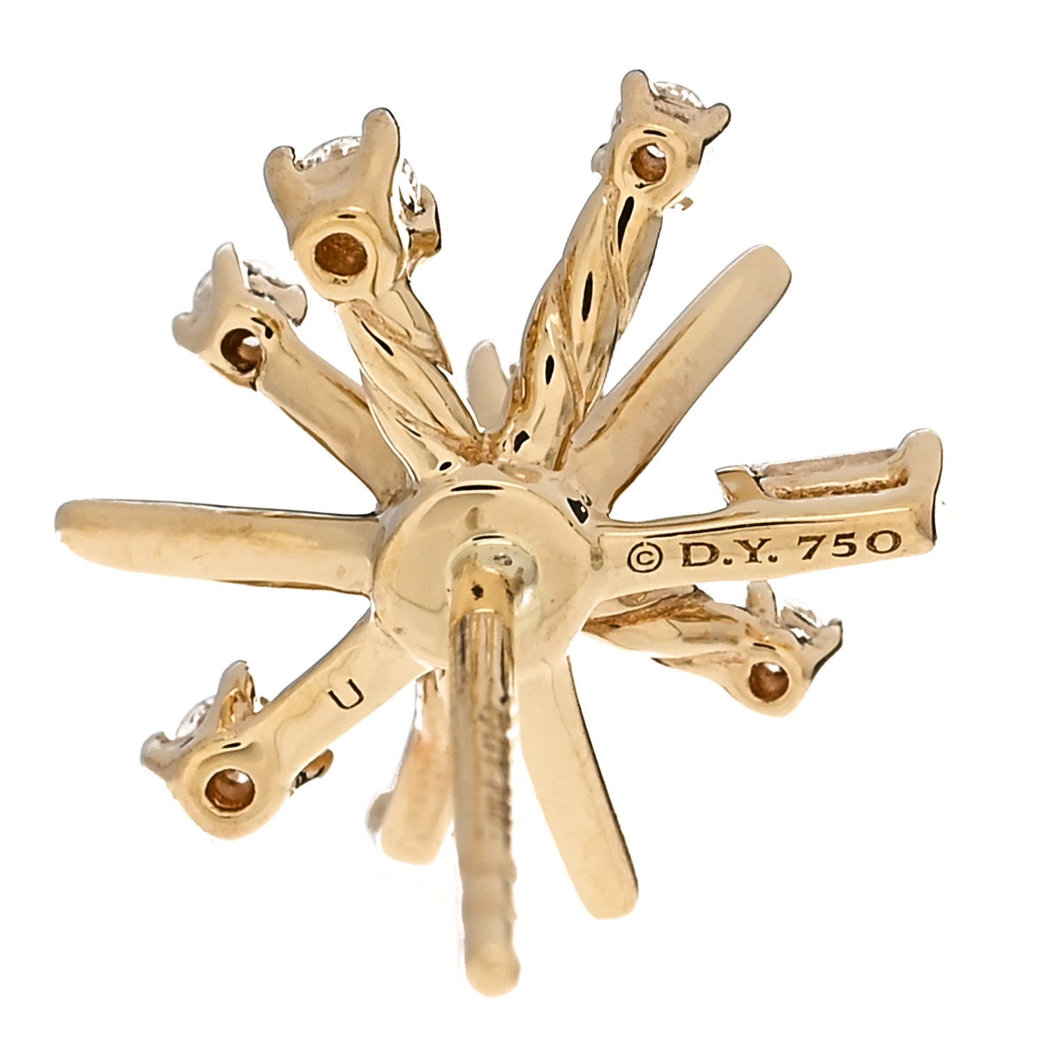 David Yurman 18K Yellow Gold Diamond Petite Supernova Stud Earrings 4 of 5