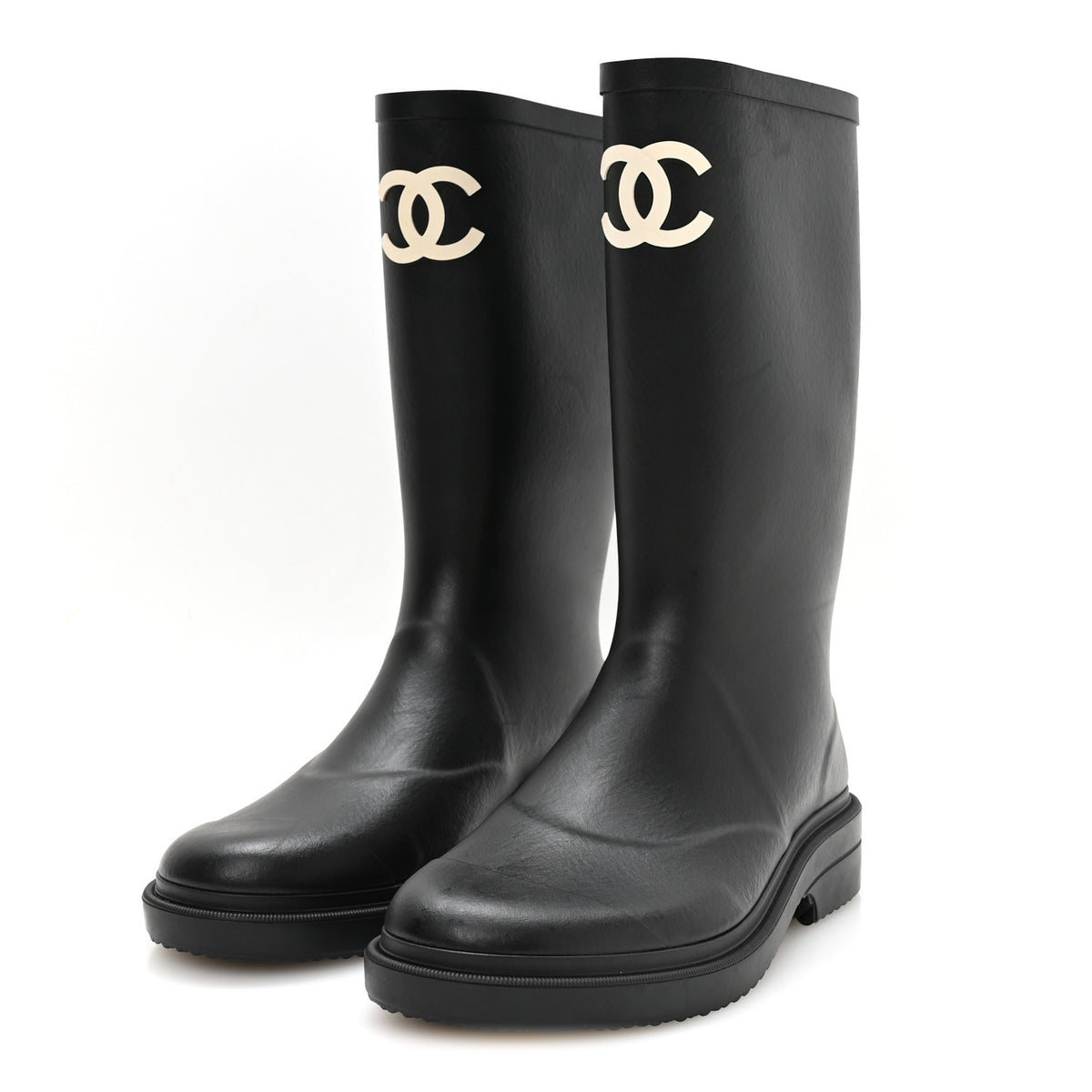 Chanel Caoutchouk CC High Boots 39 Black 4 of 9