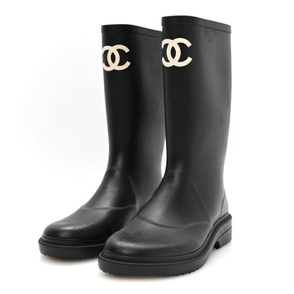 Chanel Caoutchouk CC High Boots 39 Black 4 of 9