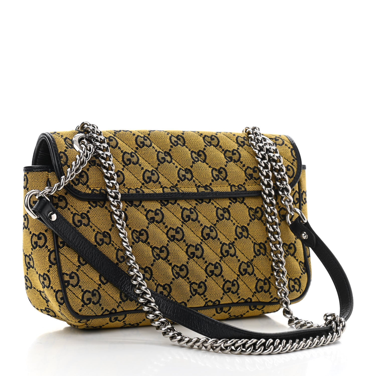 Gucci Monogram Multicolor Matelasse Diagonal Small GG Marmont Shoulder Bag Yellow Blue 3 of 11