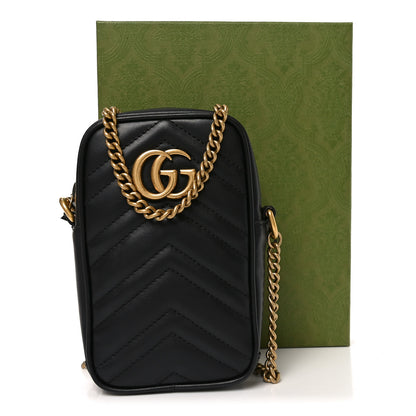 Gucci Calfskin Matelasse Mini GG Marmont Crossbody Bag Black 9 of 9