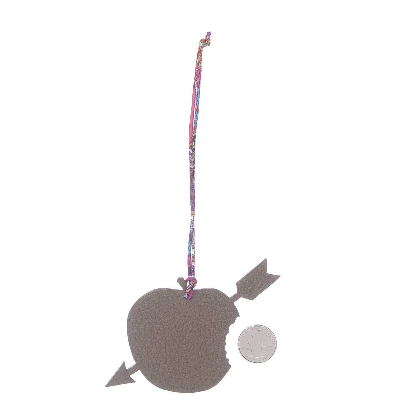 Togo Epsom Apple Arrow Petit H Bag Charm Etoupe Black