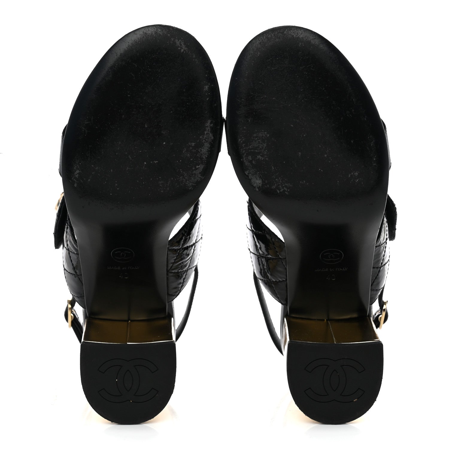Chanel Patent Quilted CC Turnlock Sandals 40 Black 7 of 12