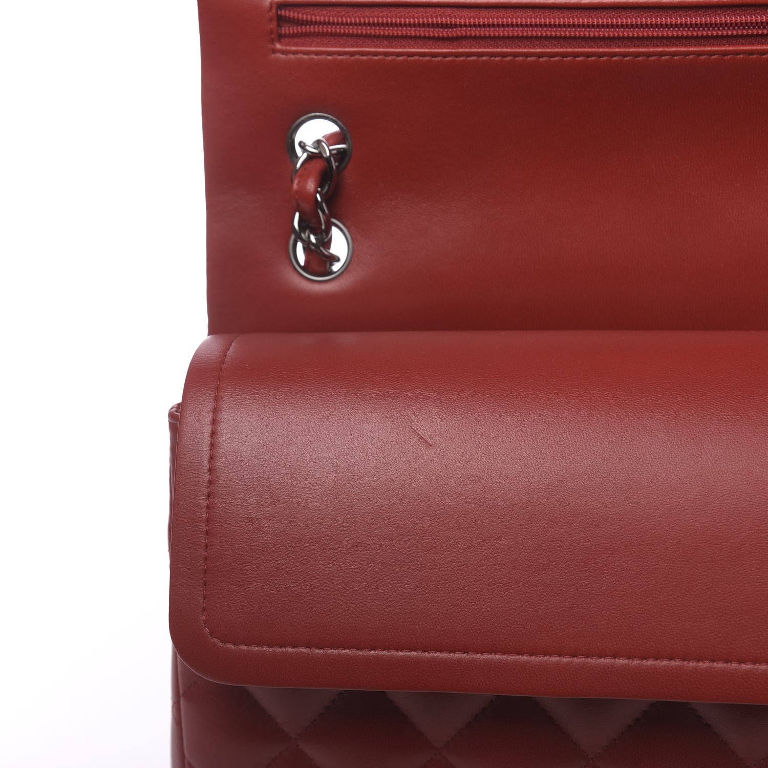 Chanel Lambskin Quilted Jumbo Double Flap Red 11 of 12
