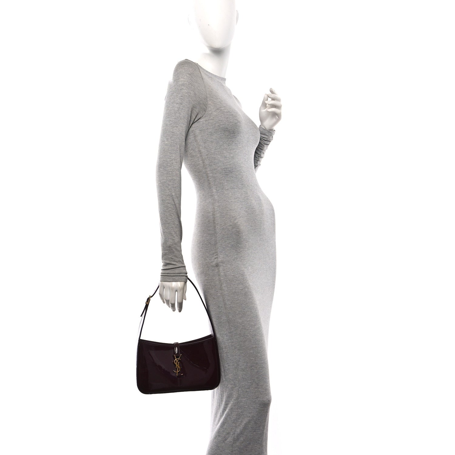 Saint Laurent Patent Le 5 A 7 Hobo Bordeaux 2 of 10