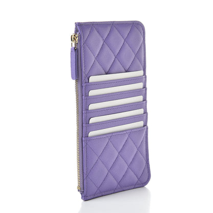 Chanel Caviar Quilted Classic Flat Wallet Pouch Purple 3 of 8