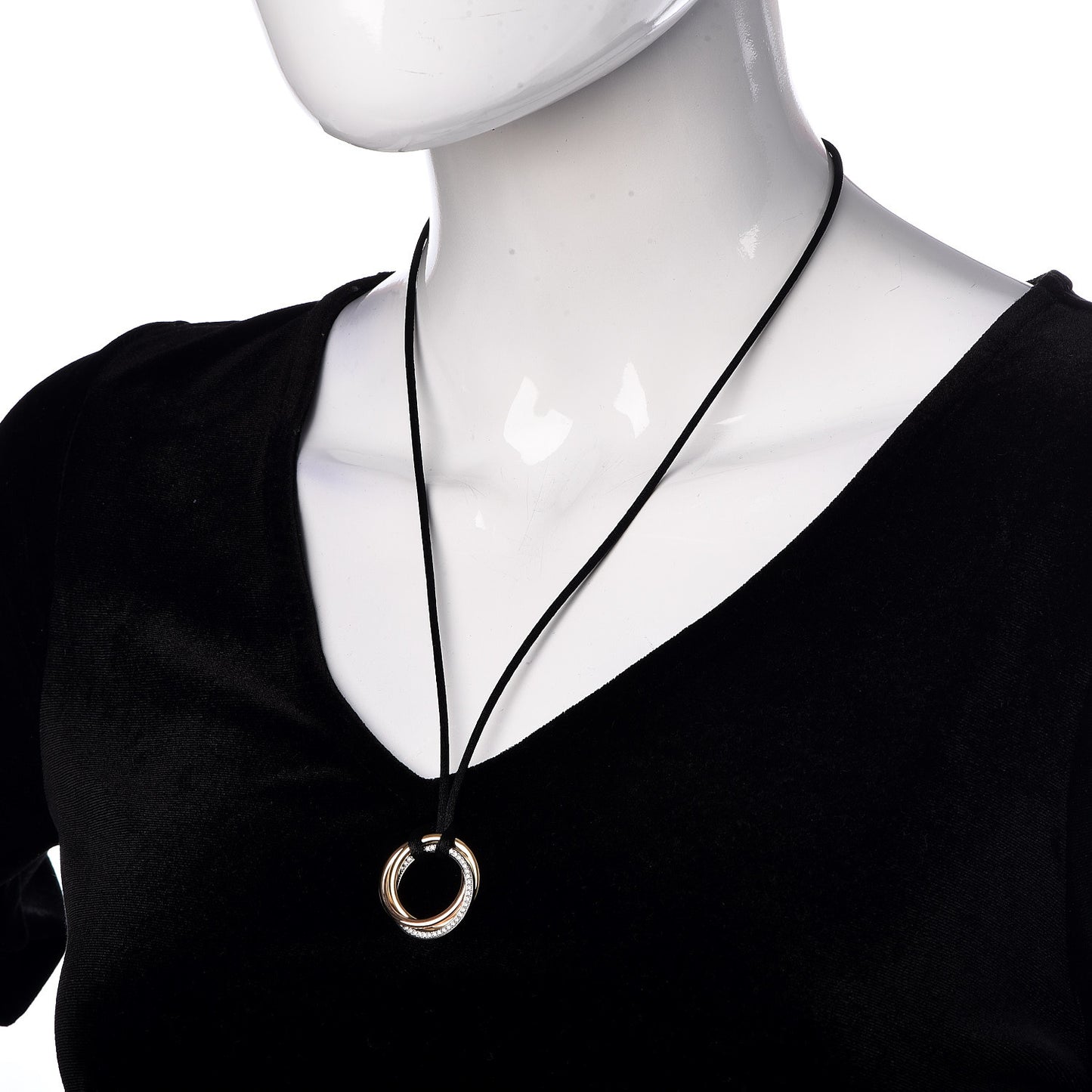 18K Pink Yellow White Gold Diamond Trinity Cord Necklace