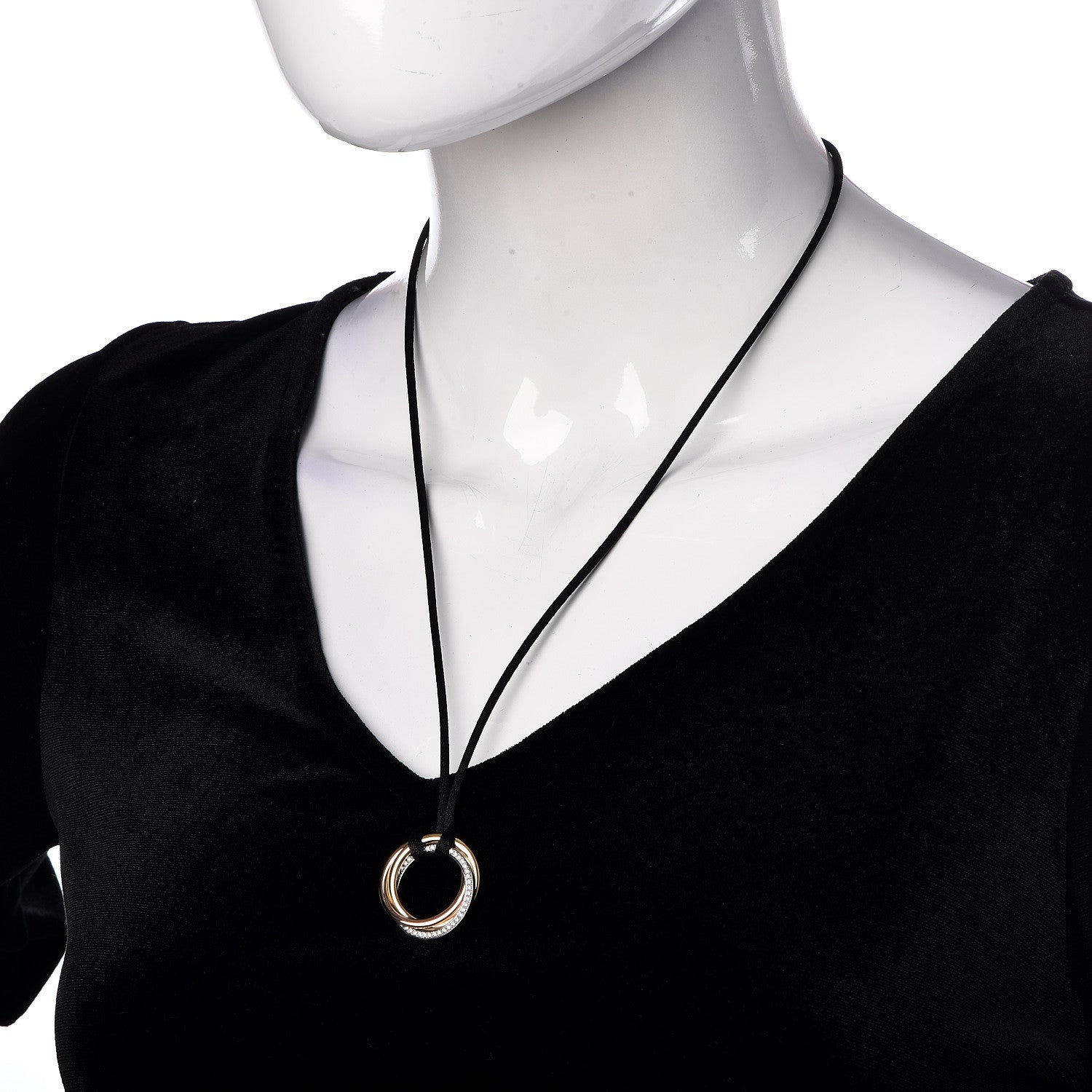 Cartier 18K Pink Yellow White Gold Diamond Trinity Cord Necklace 2 of 7