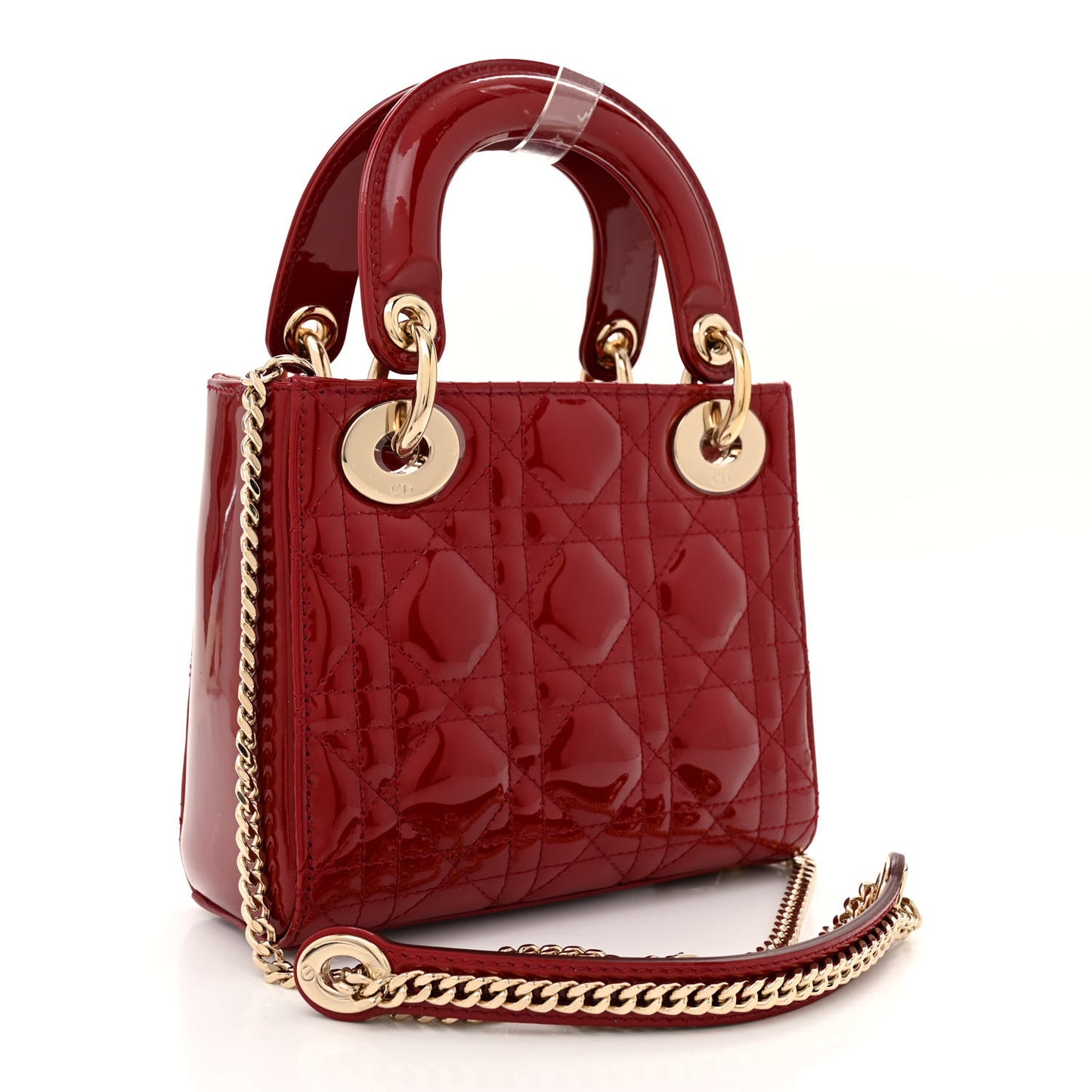Patent Cannage Mini Lady Dior Red