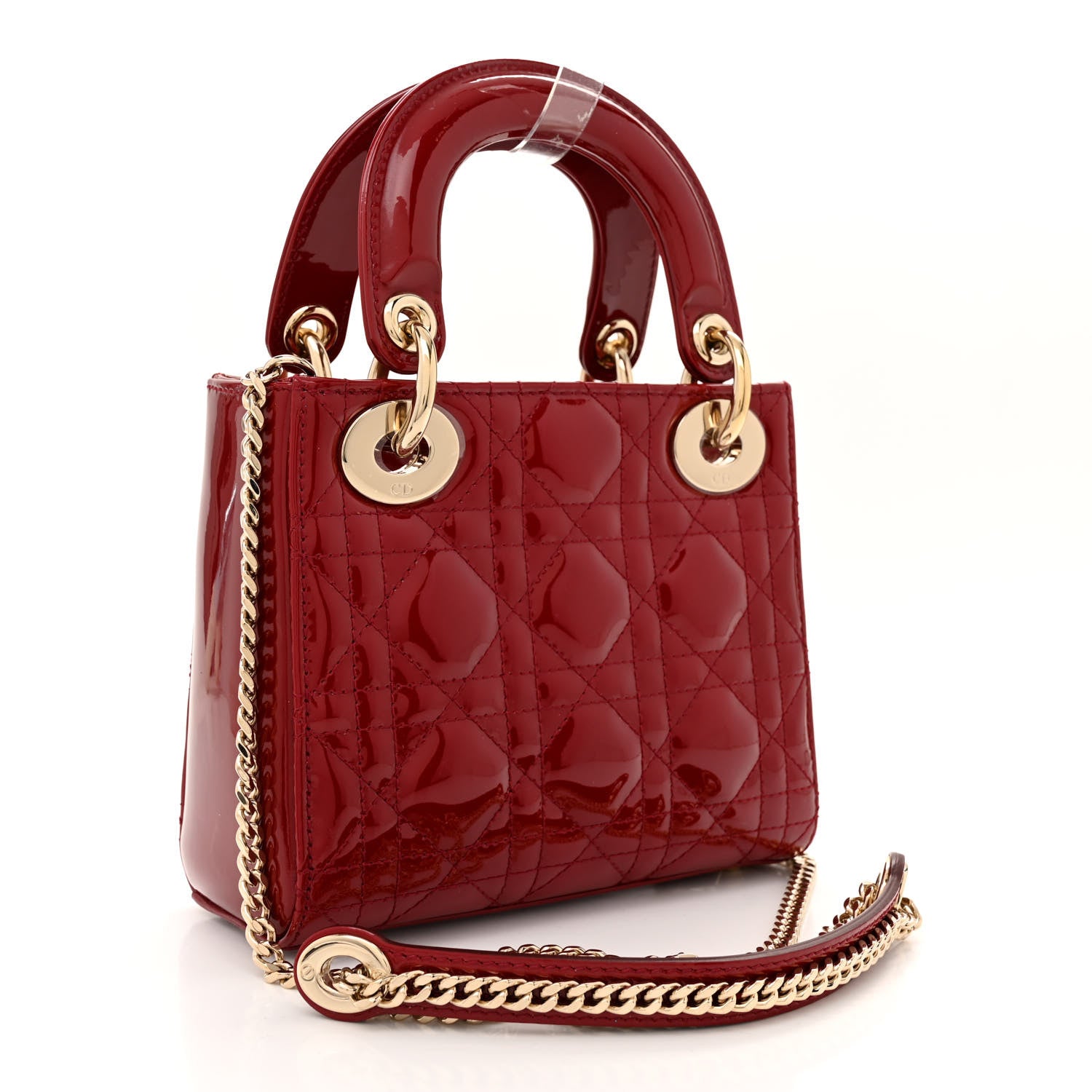 Christian Dior Patent Cannage Mini Lady Dior Red 3 of 10
