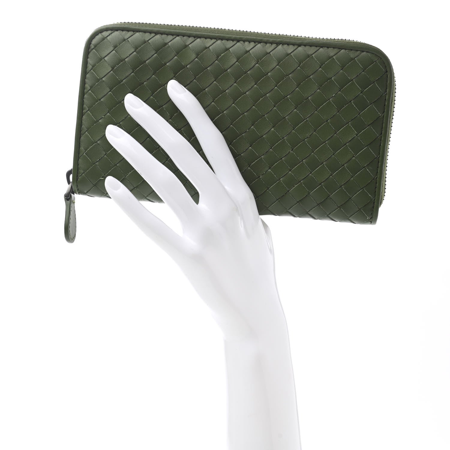 Bottega Veneta Nappa Intrecciato Zip Around Wallet Moss 2 of 9
