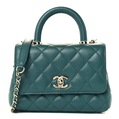 Chanel Caviar Quilted Extra Mini Coco Handle Flap Green 1 of 13