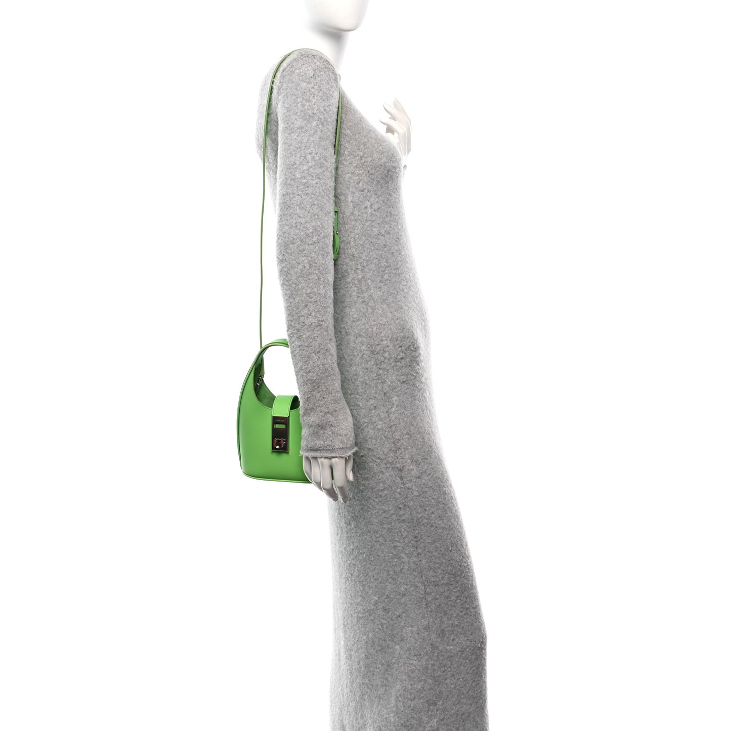 Soft Calfskin Mini Gancini Hobo Lime