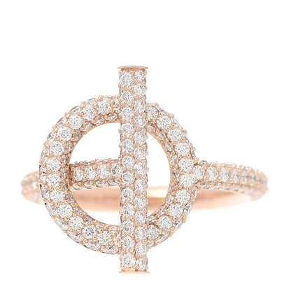 Hermes 18K Rose Gold Diamond PM Echappee Full Pave Ring 52 6 1 of 5