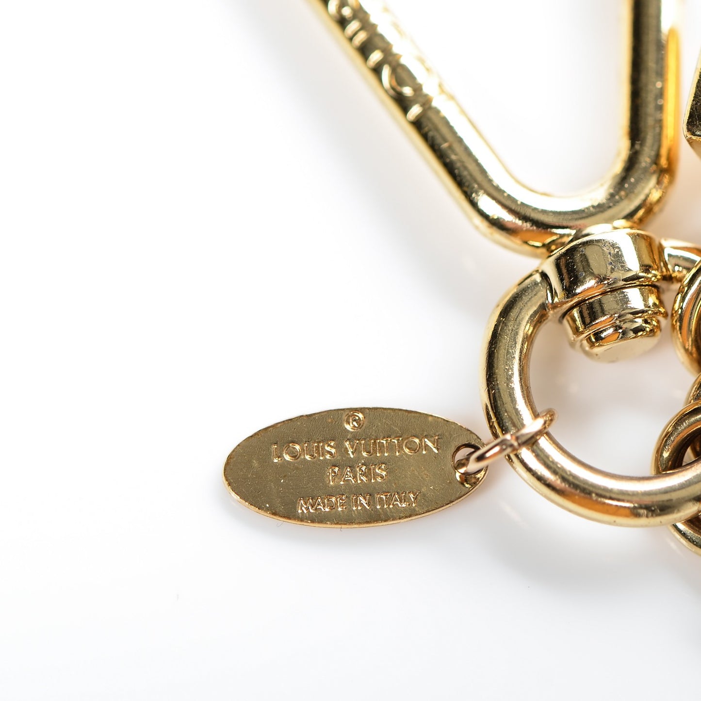 Damier Cubes Bag Charm Key Holder Gold