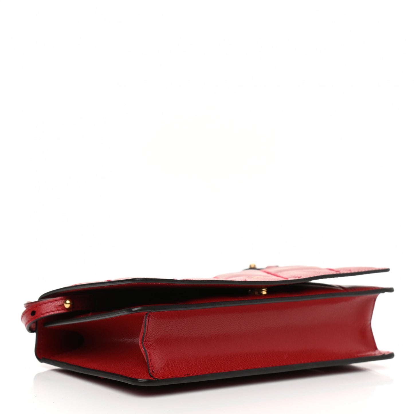 Goatskin Quilted GV3 Strap Wallet Vermillon